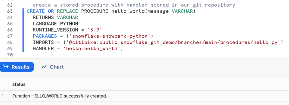 SELECT Snowflake Git Integration