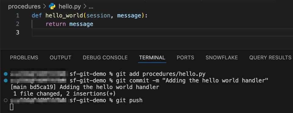 SELECT Snowflake Git Integration