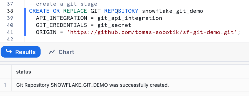 SELECT Snowflake Git Integration