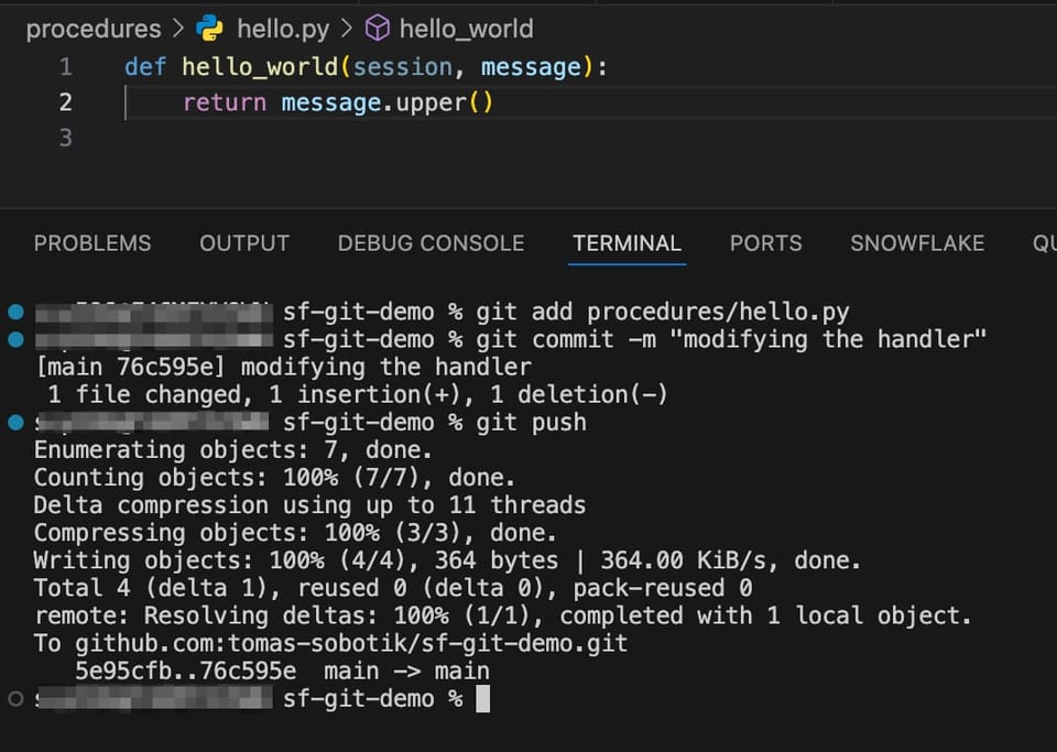 SELECT Snowflake Git Integration